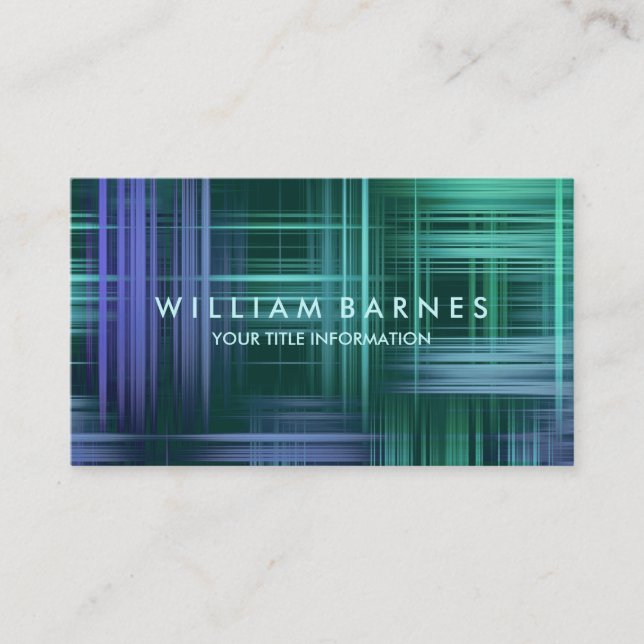 Blue Green Modern Plaid Business Card (Front)