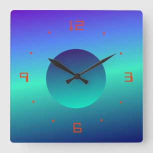 Blue Green Moon Illuminated Design>Wall Clock