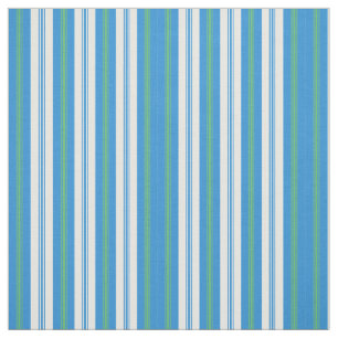 Blue, Green Morning Glory Deckchair Stripes Fabric
