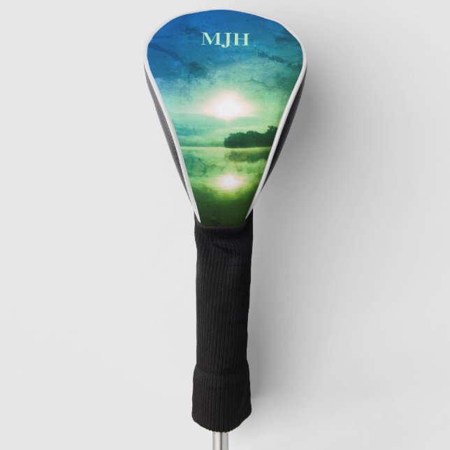 Blue Green Morning Sunrise abstract at CT River  Golf Head Cover (Front)