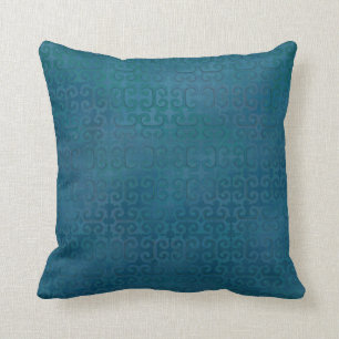 Blue Green Moroccan Tone on Tone Modern Pattern Cushion