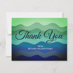 Blue Green Nature Wave Water Thank You Card