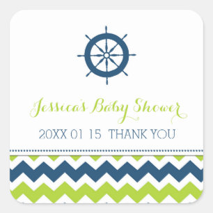 Blue Green Nautical Baby Shower Favour Stickers