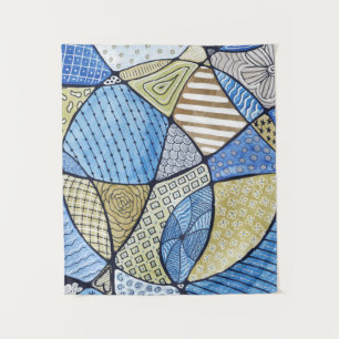 Blue & Green Neurographic Art Tape stry Tapestry