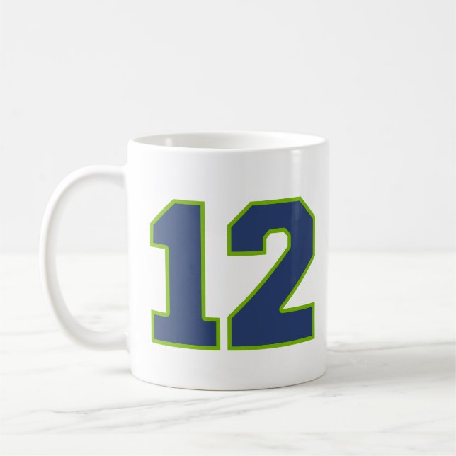 Blue Green Number 12 Coffee Mug (Left)