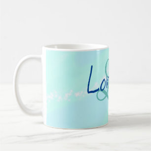 Blue green ocean add monogram letter name title coffee mug