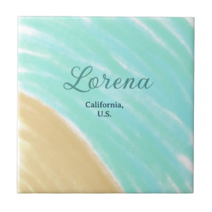 Blue green ocean add monogram letter name title tile