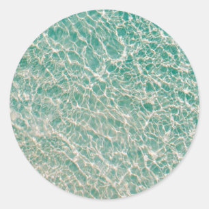 Blue Green Ocean Summer Beach Waves Classic Round Sticker