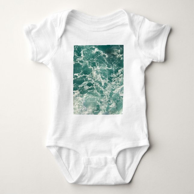 Blue Green Ocean Waves Baby Bodysuit (Front)