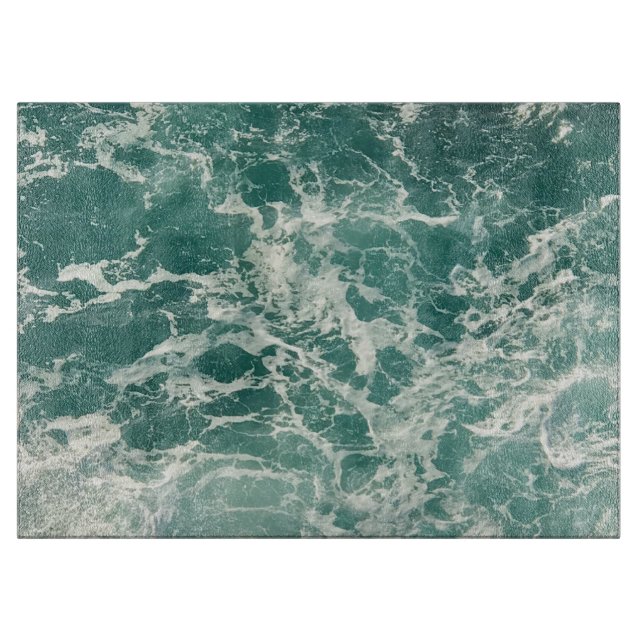 Blue Green Ocean Waves Cutting Board (Front)