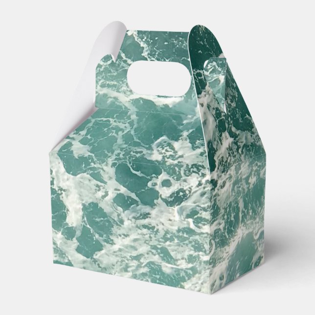 Blue Green Ocean Waves Favour Box (Front Side)