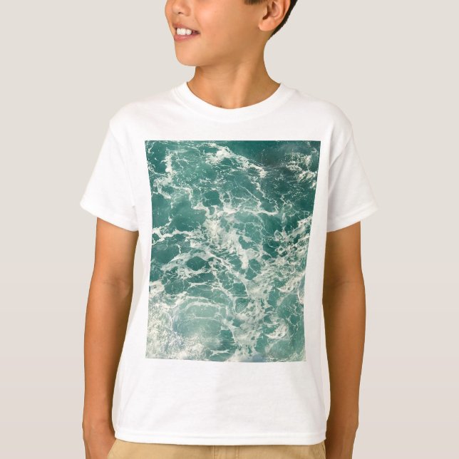 Blue Green Ocean Waves  T-Shirt (Front)