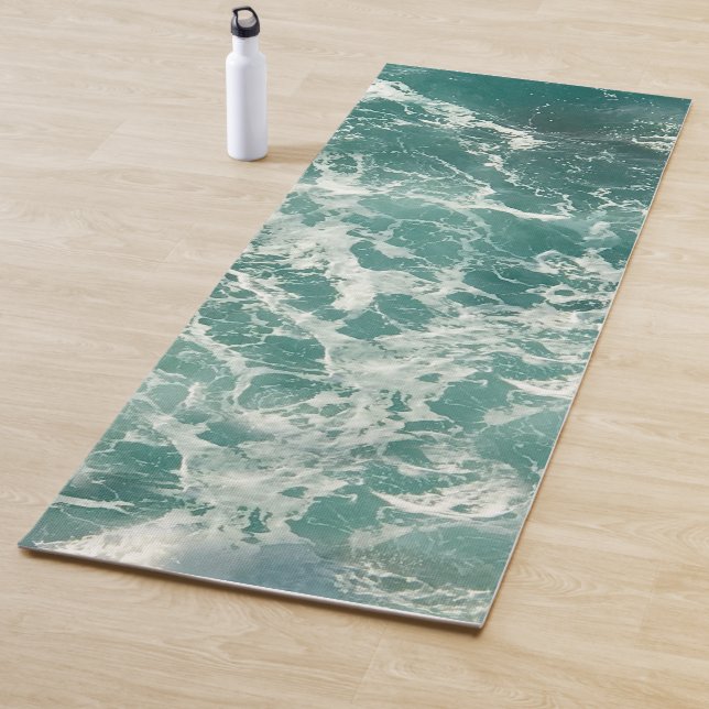 Blue Green Ocean Waves Yoga Mat (In Situ)