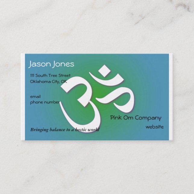 Blue & Green OM symbol business card (Front)