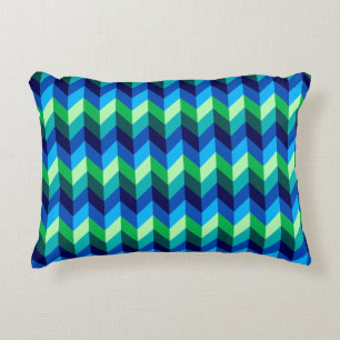 Blue Green Ombre Chevrons Accent Pillow