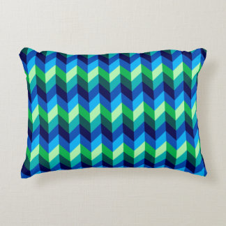 Blue Green Ombre Chevrons Accent Pillow
