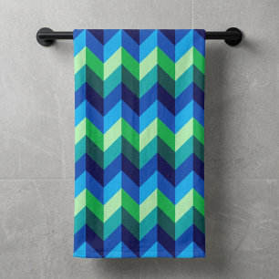 Blue Green Ombre Chevrons Bath Towel