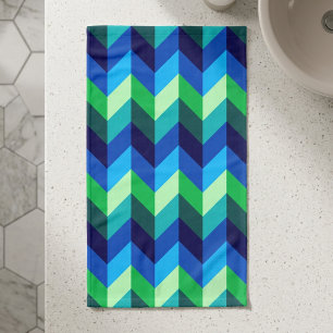 Blue Green Ombre Chevrons Hand Towel