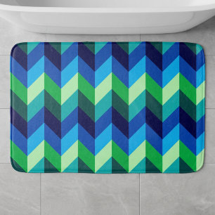 Blue Green Ombre Chevrons Large Bath Mat