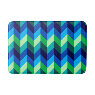 Blue Green Ombre Chevrons Medium Bath Mat