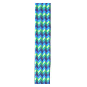 Blue Green Ombre Chevrons Medium Table Runner