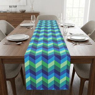 Blue Green Ombre Chevrons Medium Table Runner