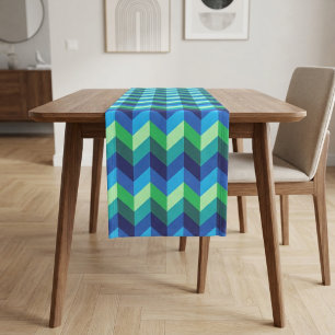 Blue Green Ombre Chevrons Small Table Runner
