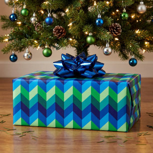 Blue Green Ombre Chevrons Wrapping Paper