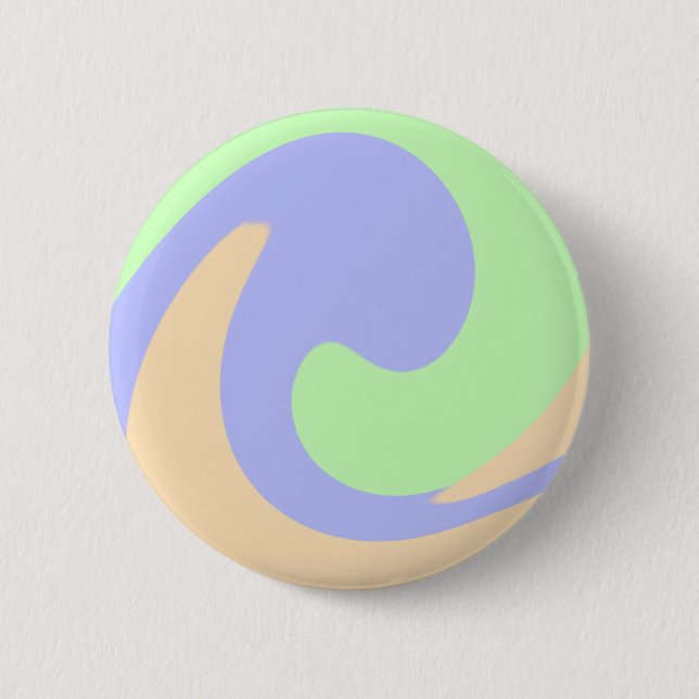 Blue green ombre fluid marble boho bold pattern  6 cm round badge (Front)