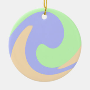 Blue green ombre fluid marble boho bold pattern ceramic tree decoration