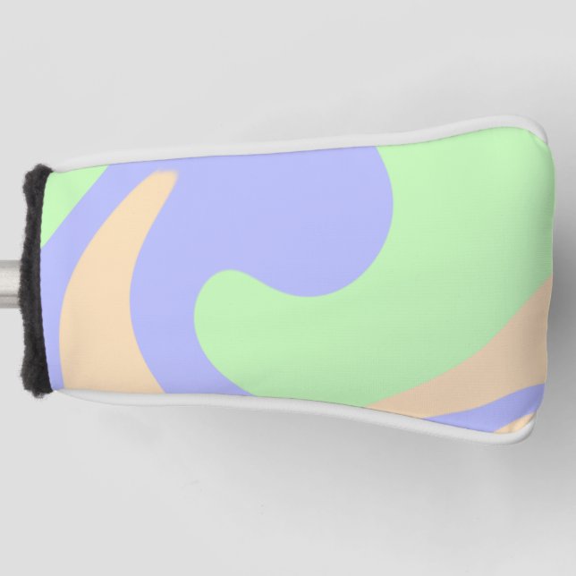 Blue green ombre fluid marble boho bold pattern  golf head cover (Front)