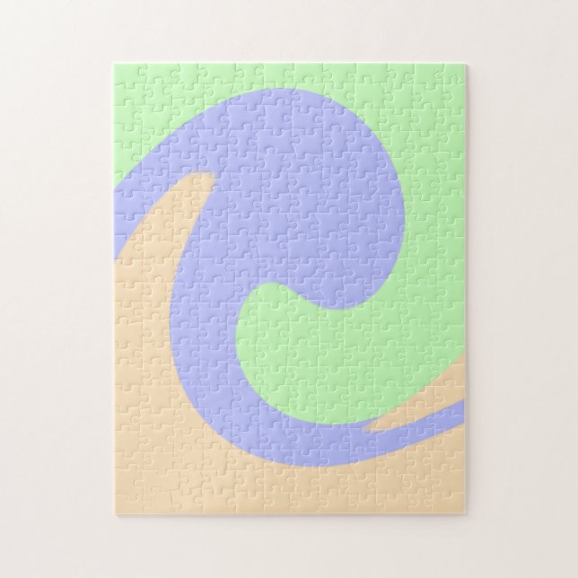 Blue green ombre fluid marble boho bold pattern  jigsaw puzzle (Vertical)