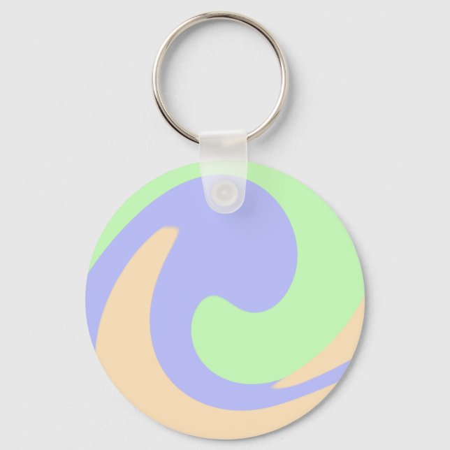 Blue green ombre fluid marble boho bold pattern  key ring (Front)