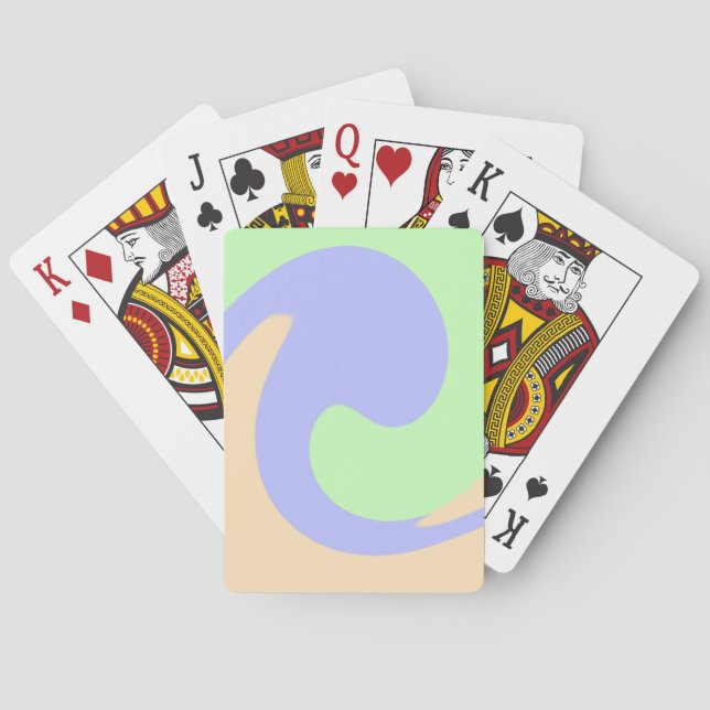 Blue green ombre fluid marble boho bold pattern  playing cards (Back)