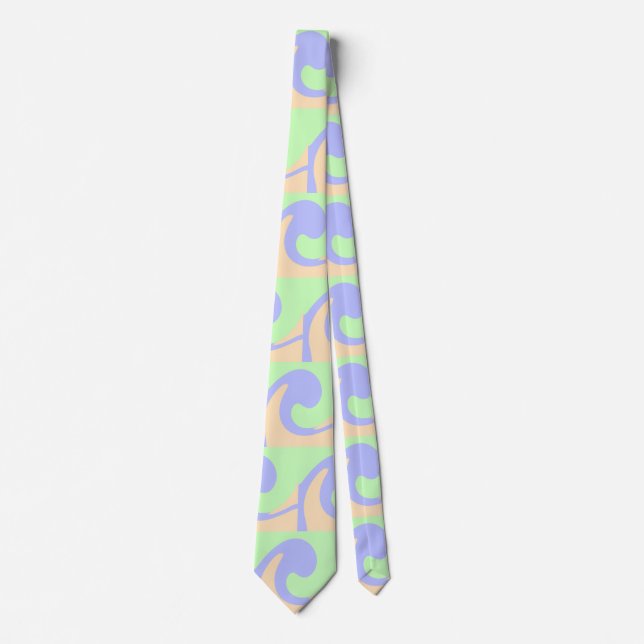 Blue green ombre fluid marble boho bold pattern  tie (Front)