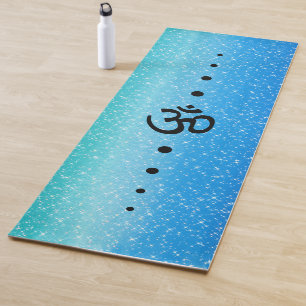 Blue green Ombre Sparkle Om symbol Yoga Mat