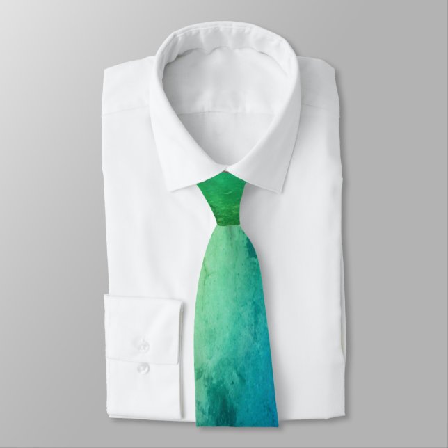 Blue Green Ombre Tie (Tied)