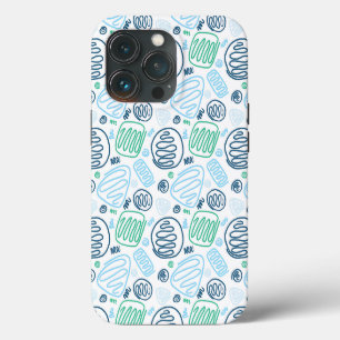 Blue Green One Line Abstract Shapes iPhone 13 Pro Case