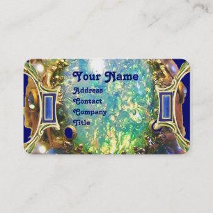 BLUE GREEN OPAL ,ART NOUVEAU GOLD JEWEL MONOGRAM BUSINESS CARD