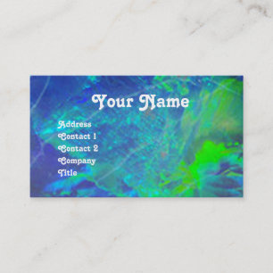 BLUE GREEN OPAL ,ART NOUVEAU GOLD JEWEL MONOGRAM BUSINESS CARD