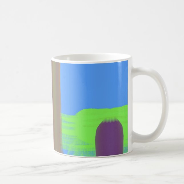 Blue Green Orange Colour Art Pattern Coffee or Tea Mug (Right)