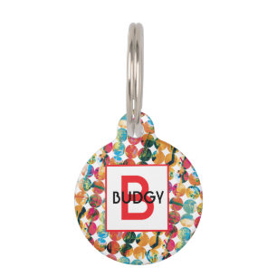 Blue Green Orange Grunge Circle Abstract Modern Pet Tag
