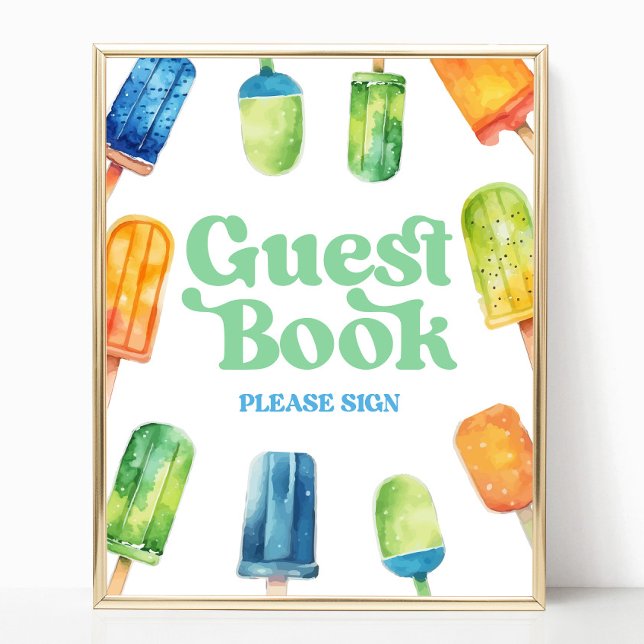 Blue Green Orange Popsicle Guest Book Table Sign (Creator Uploaded)