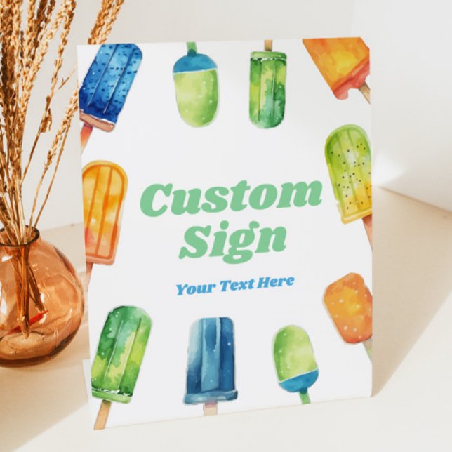 Blue Green Orange Popsicle Party Custom Table Sign (Creator Uploaded)