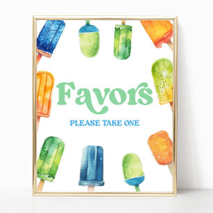 Blue Green Orange Popsicle Party Favours Table Sig Poster