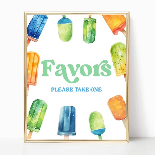 Blue Green Orange Popsicle Party Favours Table Sig Poster (Creator Uploaded)