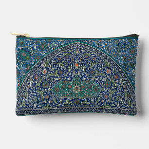Blue Green Orange Teal Ornate Arabic Pattern Accessory Pouch