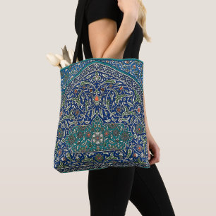 Blue Green Orange Teal Ornate Arabic Pattern Tote Bag