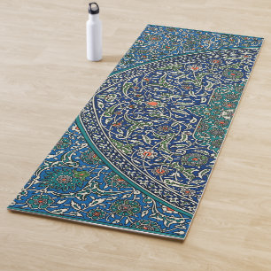 Blue Green Orange Teal Ornate Arabic Pattern Yoga Mat