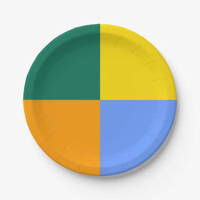 Blue Green Orange Yellow Paper Plate (Front)